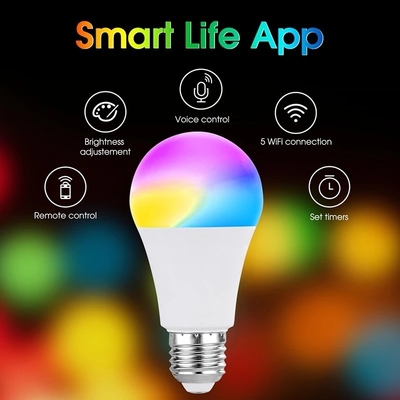 2835SMD LED Chip Wi-Fi ampoule LED RGB avec commande Tuya App et fonctionnalité de gradation